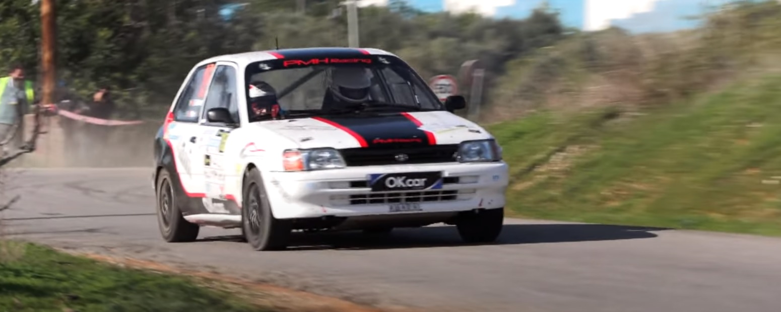 Os vencedores Diogo Mil Homens/ Pedro Oliveira em Toyota Starlet